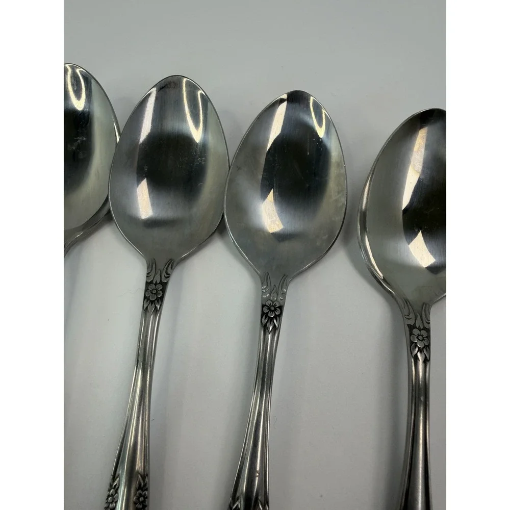 Rogers Dream Rose Soup Spoons Stainless Flatware Korea Set of 8
